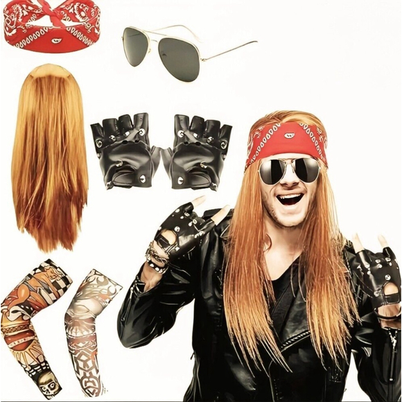 Halloween Costume Biker Rocker Costumes '90s Cosplay Punk Rock Costume - Picture 10 of 10